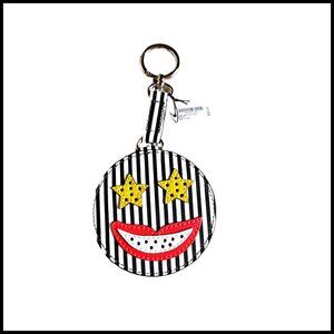 Henri Bendel Stars Smiley Face Keychain Key Fob Bag Charm Stripe NWT Brand New W